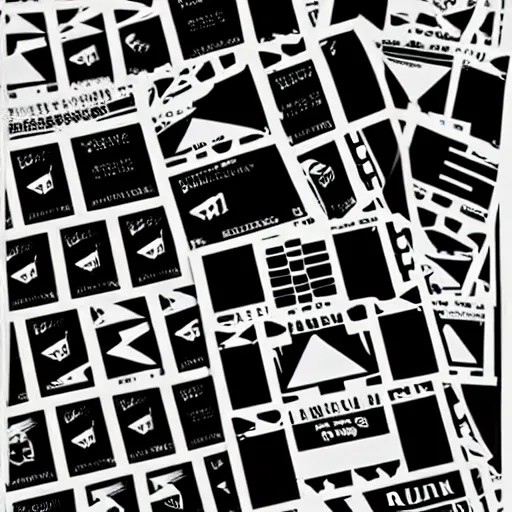 Image similar to black on white graphic design stickers in style of david rudnick, eric hu, acid, y 2 k, brutalism