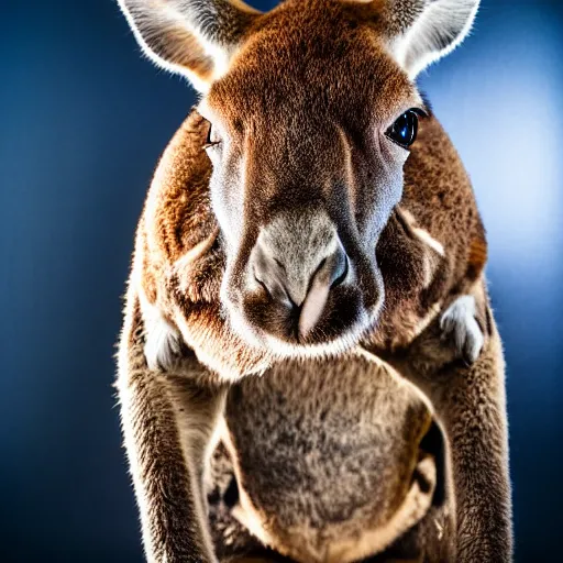 Image similar to dwayne johnson posing with a kangaroo, studio photography, high detail, ultra high detail, 4 k, hdr, 8 k