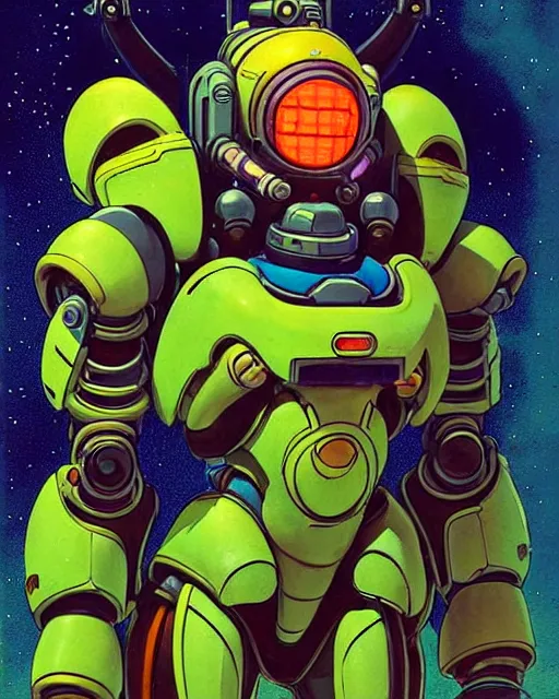 Prompt: orisa from overwatch, centaur, character portrait, portrait, close up, concept art, intricate details, highly detailed, vintage sci - fi poster, retro future, in the style of chris foss, rodger dean, moebius, michael whelan, and gustave dore