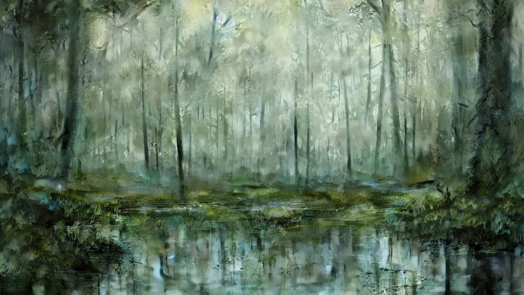 Prompt: beautiful green swamp, by jeremy mann, by greg rutkowski, by noah bradley, digital painting