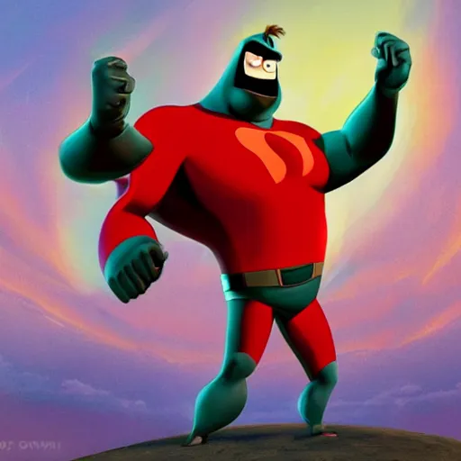 Image similar to mr. incredible at the end of time