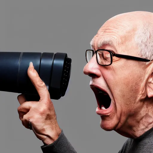 Prompt: a high-quality photo of an old man yelling at OpenAI for making Dall-e 2 too expensive, cinematic, 8K