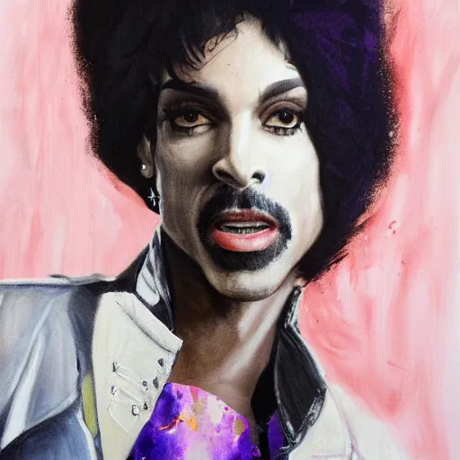 Image similar to a messy painting of Prince. Jealousy. Twin sisters. Trending on ArtStation