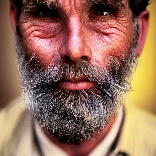 Prompt: closeup portrait of a man unhappy with a million dollar cheque, by Steve McCurry and David Lazar, natural light, detailed face, CANON Eos C300, ƒ1.8, 35mm, 8K, medium-format print