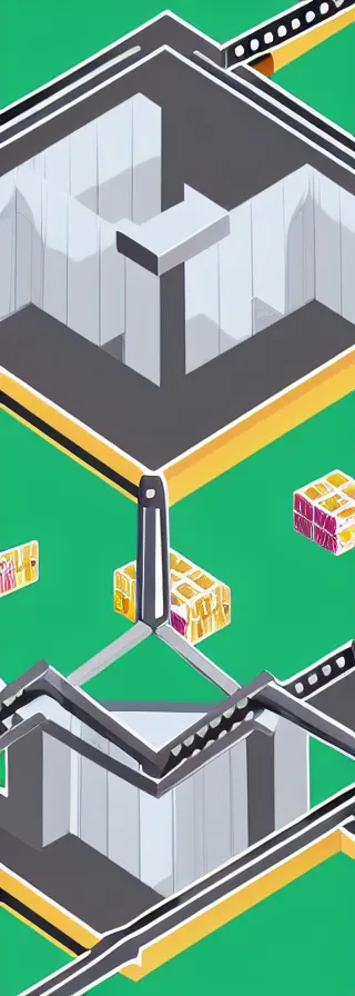 Image similar to concept art of a cross - chain bridge for blockchain transactions in the form of a cube with shades and with minimalistic colors, isometric disposition