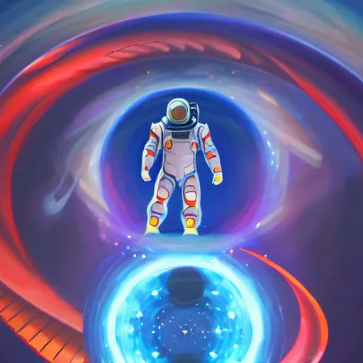 Image similar to marvel mech spaceman superhero with cape and magic spells surfing, isometric scifi astral spirit space journey in oil painting, pulled into the spiral vortex, trending on artstation, award winning, emotional, highly detailed ethereal isometric surrealist art