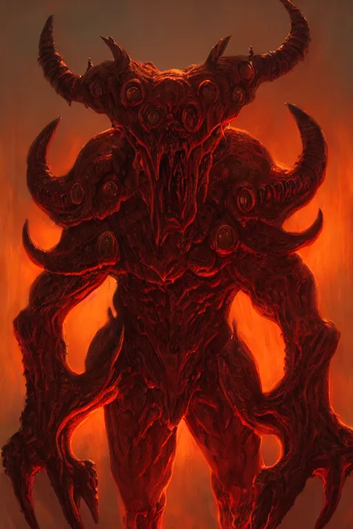 Image similar to creature design, doom eternal, concept art, monster, demon