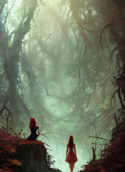 Image similar to A beautiful digital painting of a princess in the mirkwood forrest looking at the camera by Stanley Artgerm Lau, frank frazetta, Rossdraws, James Jean, gerald brom, Andrei Riabovitchev, Marc Simonetti, and Sakimichan, trending on artstation