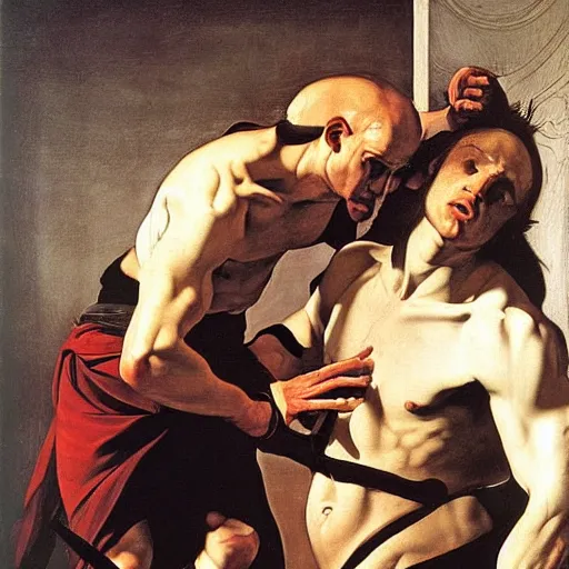 Image similar to achilles and hector by caravaggio