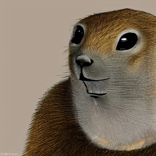 Image similar to a prairie dog wearing a predator mask, highly detailed, concept art