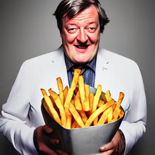 Prompt: ( ( stephen fry ) ) is [ made of ] [ french fries ] hybrid intercross mix