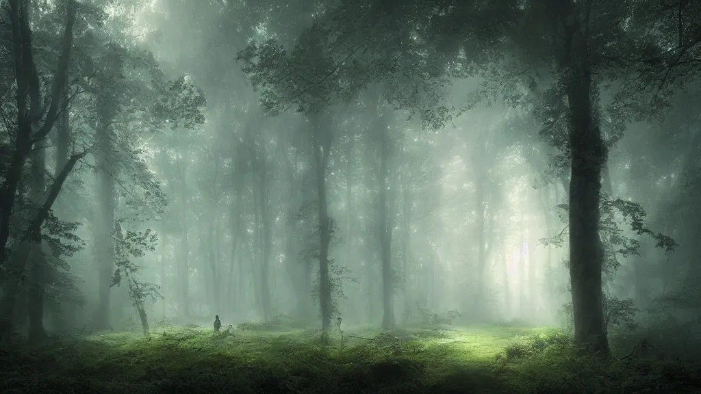 Image similar to a clearing in the magical forest. andreas achenbach, artgerm, mikko lagerstedt, zack snyder, tokujin yoshioka