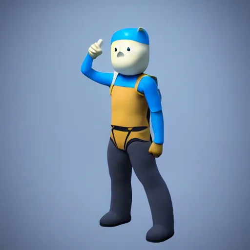 Prompt: Finn the human depicted as a real human, 3D render, blender, trending on artstation and unreal engine