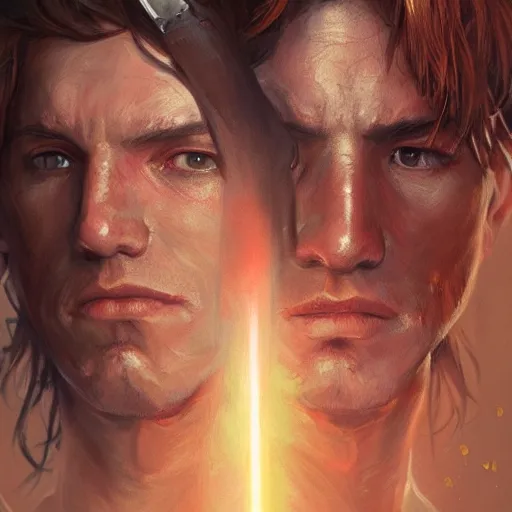 Image similar to portrait of a man by greg rutkowski, jedi knight owen skywalker, messy copper hair, jedi robes, star wars expanded universe, he is about 2 0 years old, wearing jedi robes, highly detailed portrait, digital painting, artstation, concept art, smooth, sharp foccus ilustration, artstation hq