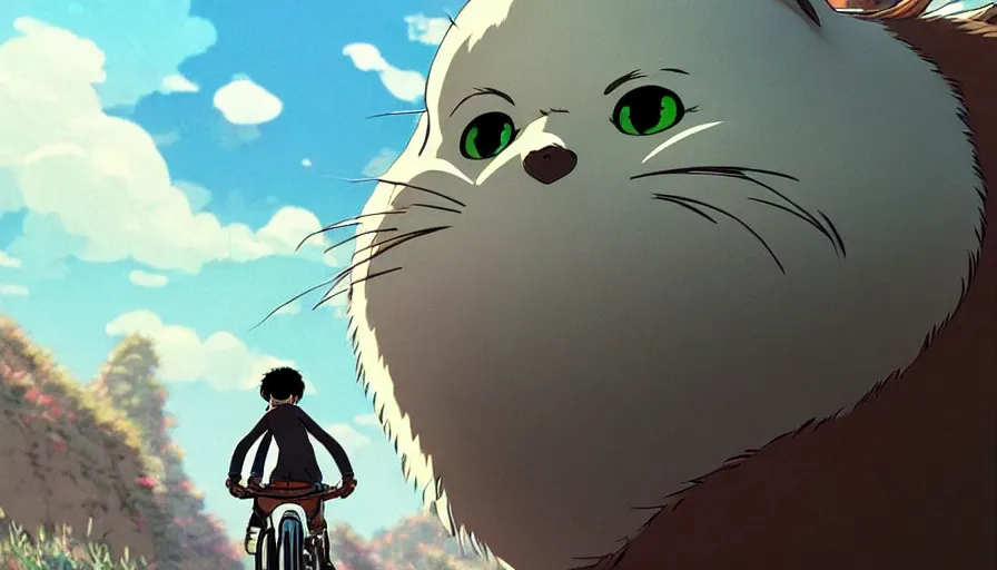 Prompt: the last fat catrider, comedy, graphic art, rgba, 8 k hd resolution, pinterest, dynamic character, 8 k character details, concept art, 8 k ultra realistic, intricate details, ultra detailed, reduce character duplication, in style of hayao miyazaki, by studio ghibli