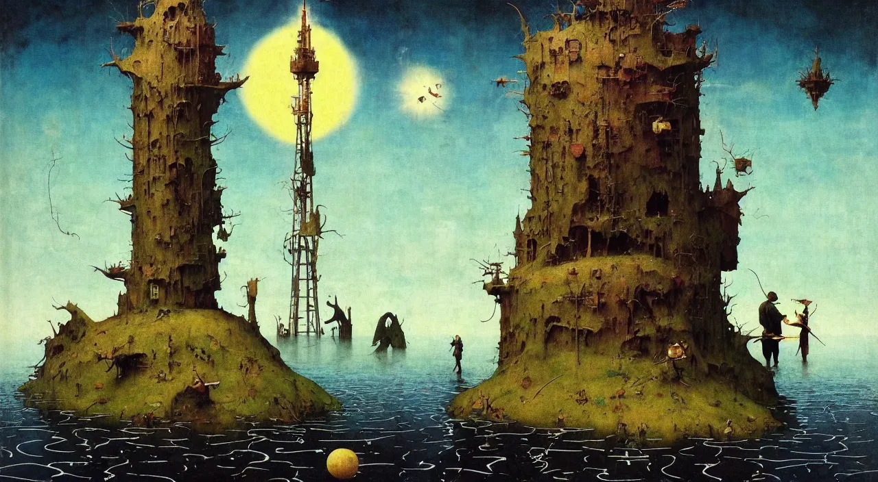 Image similar to single flooded simple!! frazetta tower anatomy, very coherent and colorful high contrast masterpiece by norman rockwell franz sedlacek hieronymus bosch dean ellis simon stalenhag rene magritte gediminas pranckevicius, dark shadows, sunny day, hard lighting