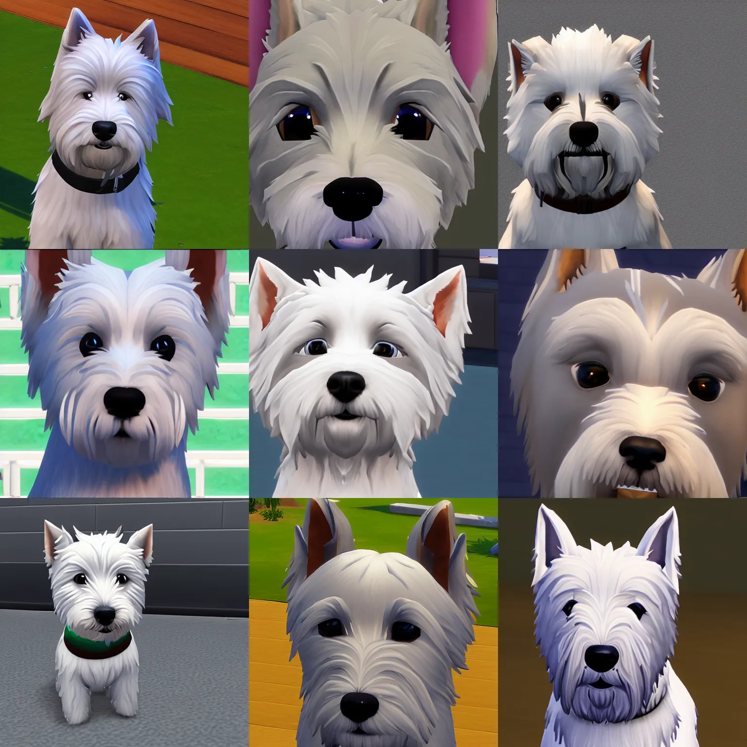 Prompt: detailed close up westie in the sims 4