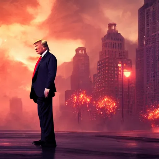 Image similar to donald trump, dramatic lighting, cinematic, establishing shot, extremely high detail, foto realistic, cinematic lighting, post processed, concept art, high details, cinematic, 8k resolution, beautiful detailed, photorealistic, digital painting, artstation, concept art, smooth, sharp focus, artstation trending, octane render, unreal engine