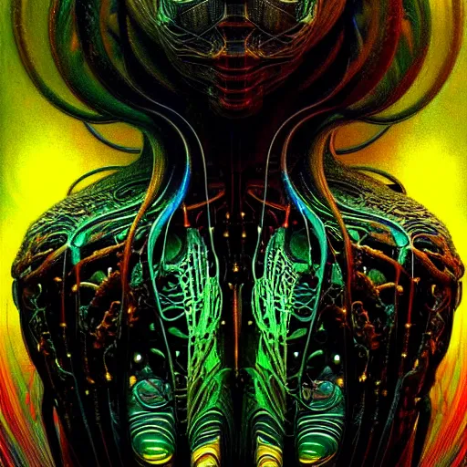 Image similar to extremely psychedelic beautiful brutalist cyborg organism infected by night. intricate, elegant, highly detailed, extremely lifelike photorealistic digital painting, artstation. steichen, gaston bussiere, tom bagshaw, brutalist cyberpunk alphonse mucha. elegant minimalism. anatomically correct vasculature. sharp focus. black. surreal lush cosmic hallucination