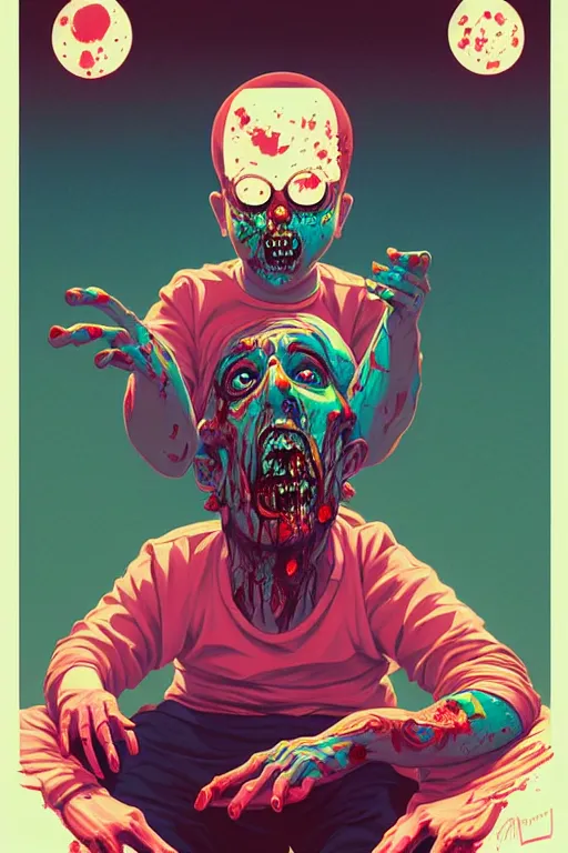 Image similar to a zombie dad sitting on the couch and watching tv, tristan eaton, victo ngai, artgerm, rhads, ross draws