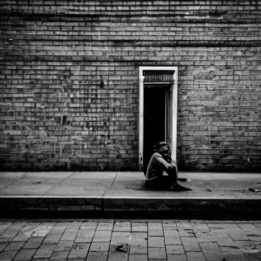 Image similar to A photography of loneliness on the city street