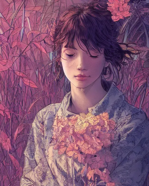 Image similar to a girl at the zoo, full shot, visible face, ambient lighting, detailed, art by ayami kojima, makoto shinkai, kilian eng