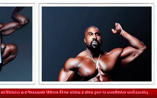 Image similar to a fitness workout DVD starring kanye west as the host, screenshots