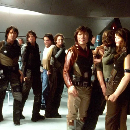 Image similar to battlestar galactica 2 0 0 3, behind the scenes photo