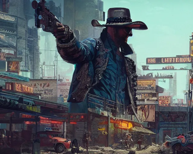 Image similar to cyberpunk wild west, in the style of david lowery, trending on artstation deviantart pinterest hyper detailed photorealistic highlights and shadow hd 8 k post - processing high resolution