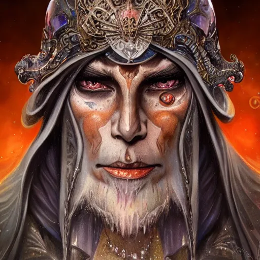 Image similar to an Artstation 3d render of Very very very very highly detailed beautiful mystic face of a phantom warrior with galaxy, tattoos by Anton Pieck, intricate, extremely detailed, digital painting, artstation, concept art, smooth, sharp focus, illustration, intimidating lighting, incredible art,