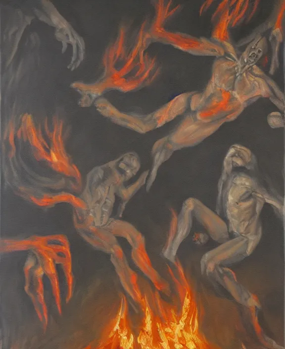 Image similar to human in hell, oil painting in the style of gullvag