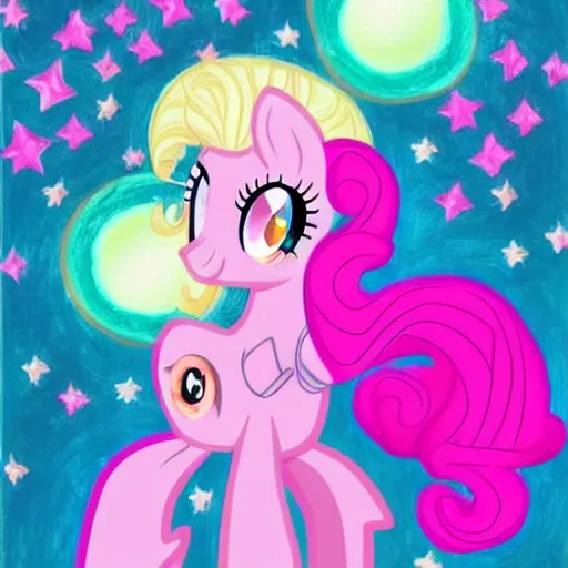 Image similar to Pinkie Pie 💓🐴 trapped inside a crystal ball 🔒🔮 🎨🖌️