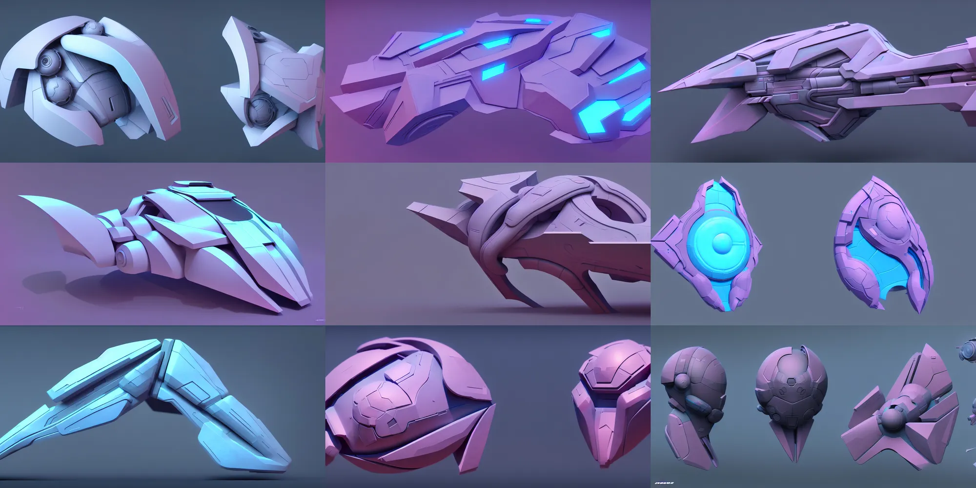 Prompt: hard surface shape form exploration, detailed, artstation, 8 k, sci - fi, pastel colors, props, panel, concept, abstract geometry