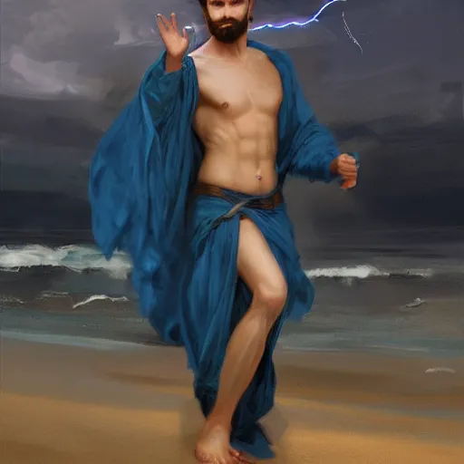 Prompt: painting of a distant wizard in a blue robe standing on a dune in front of a lightning strike artwork by wlop and john william waterhouse and Edwin Longsden Long and Nasreddine Dinet and artgerm trending on artstation, very coherent symmetrical artwork high detail 8k