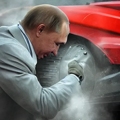 Image similar to putin dying through gas, 8k, photorealistic,