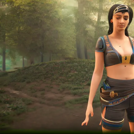 Image similar to Turanga Leela as a real person, 8k, Unreal Engine render, cinematic