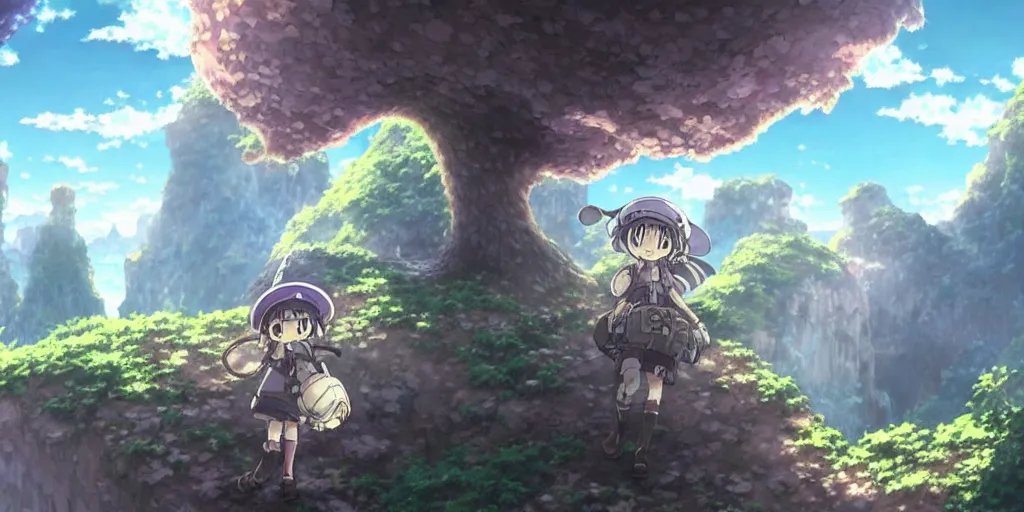 Prompt: made in abyss anime underground landscape art, anime key visual, tag art