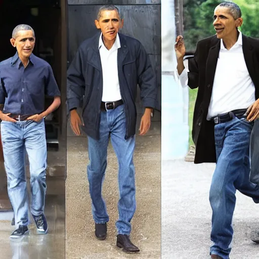 Prompt: barack obama wearing ripped jeans