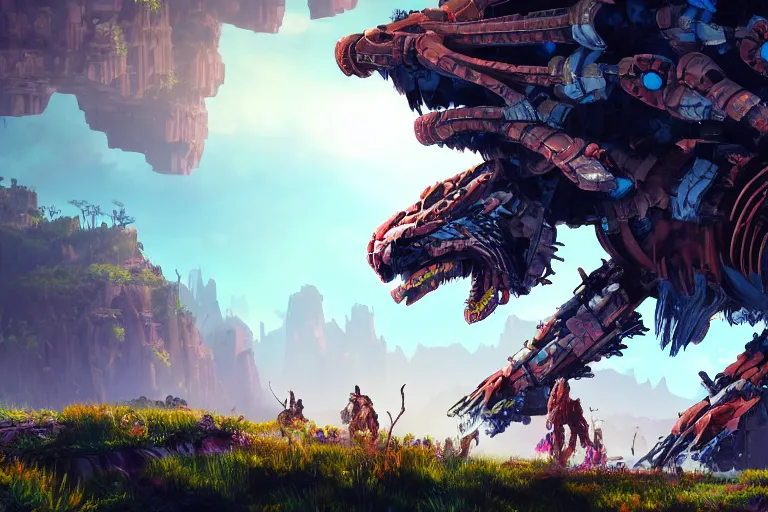 Image similar to bristleback machine mecanical creature robot of horizon forbidden west horizon zero dawn bioluminiscence global illumination ray tracing hdr fanart arstation by ian pesty and alena aenami artworks in 4 k