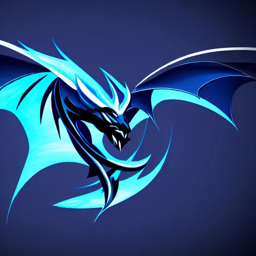 Image similar to dark dragon with blue flames, silky texture, gradient, minimalistic design, logo, aesthetic, 4 k, hd