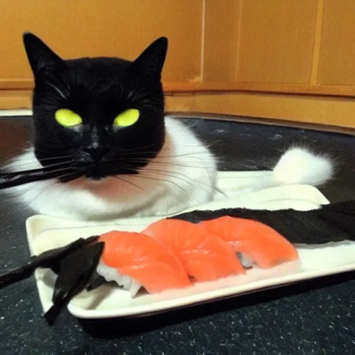 Image similar to cat in sushi costume