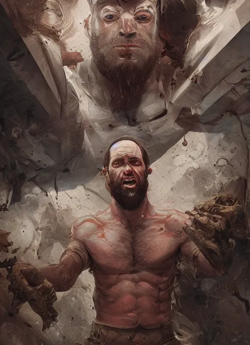 Image similar to digital _ painting _ of _ the last man on earth _ by _ filipe _ pagliuso _ and _ justin _ gerard _ symmetric _ fantasy _ highly _ detailed _ realistic _ intricate _ port