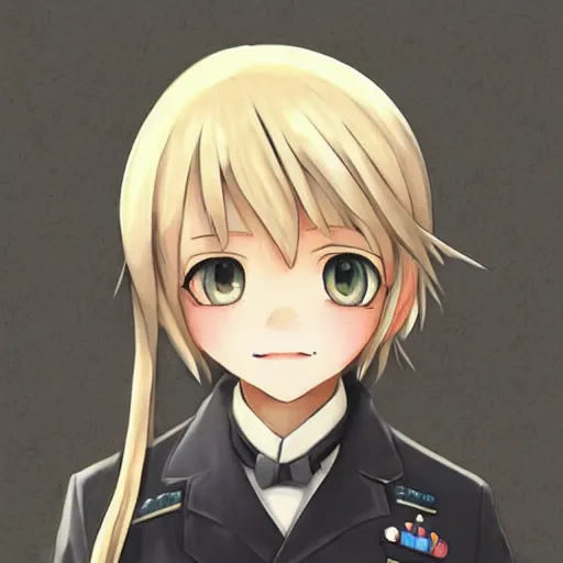 Image similar to beautiful little blonde boy in nazi uniform. made in abyss art style, inspired by kris from deltarrune, cute detailed artwork, anatomically correct, soft details, ilya kuvshinov, reflection, perfect composition, portrait, illumination, digital art, detailed anime soft face, symmetrical face, western comic, illustration, realistic, sadistic face