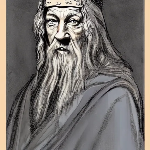 Prompt: gandalf drawn as the mona lisa