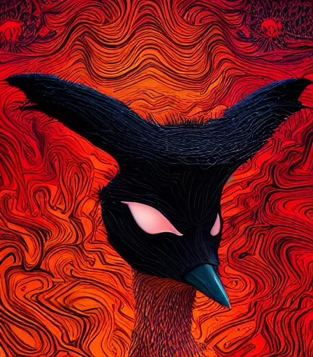 Image similar to TIm Burtons style Black Swan by Alex Pardee and Nekro and Petros Afshar, and James McDermott,unstirred paint, vivid color, cgsociety 4K