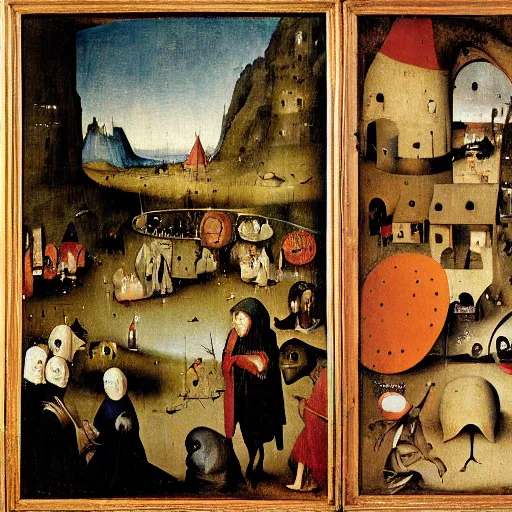 Image similar to painting of Waldo from Where’s Waldo by Hieronymus Bosch