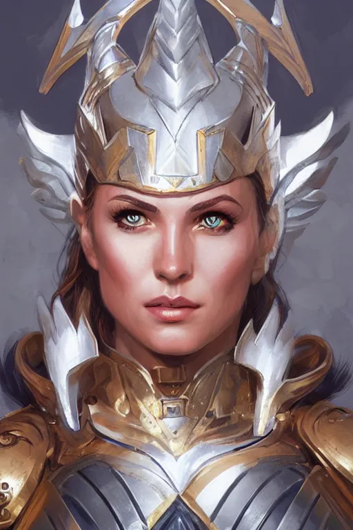 Image similar to amazon valkyrie athena, d & d, fantasy, portrait, highly detailed, headshot, digital painting, trending on artstation, concept art, sharp focus, illustration, art by artgerm and greg rutkowski and magali villeneuve