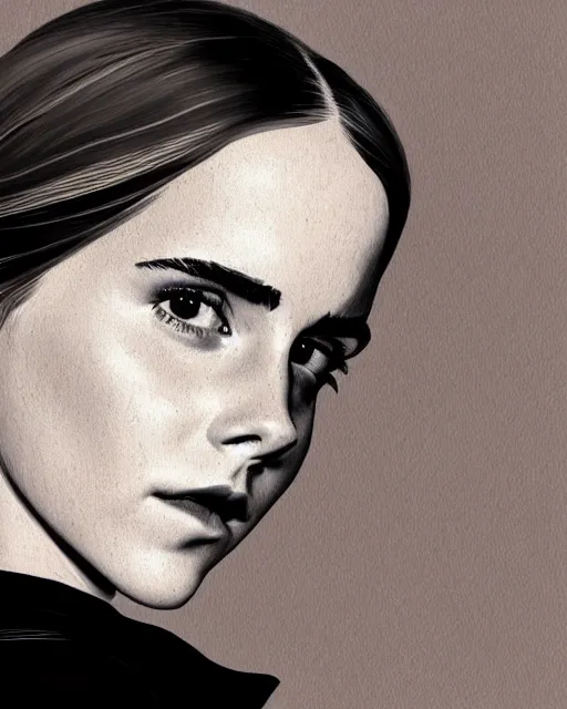 Image similar to detailed illustration of a emma watson bust, soft brushstrokes, subsurface scattering, warm lighting