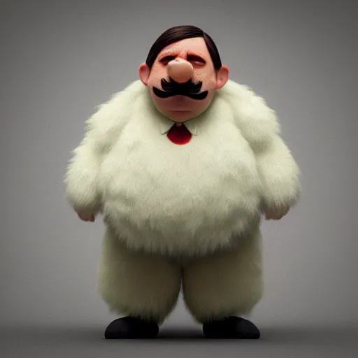 Image similar to adolf hitler as fluffy yoohoo toy, realistic, octane render, trending on artstation, grteg rutkowski