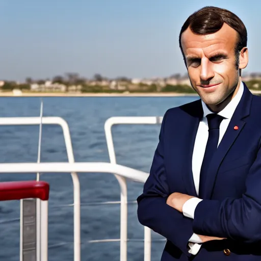 Prompt: Emmanuel Macron on a caravelle ship, dressed like 1500 ship captain, 50mm photography, high quality, 4K